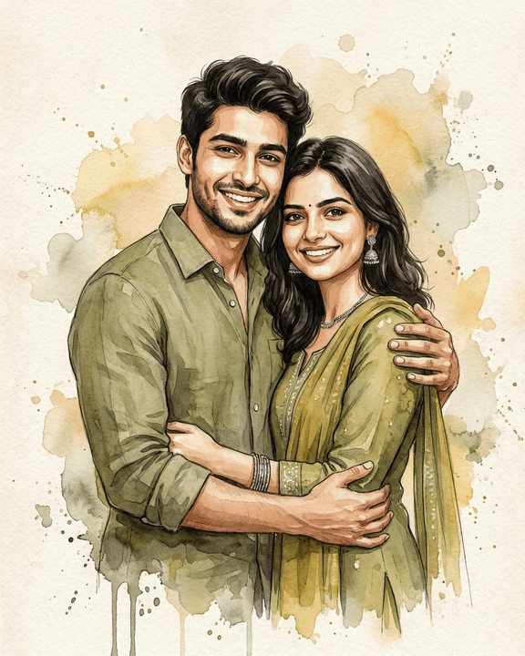 Watercolor Love Story Portrait