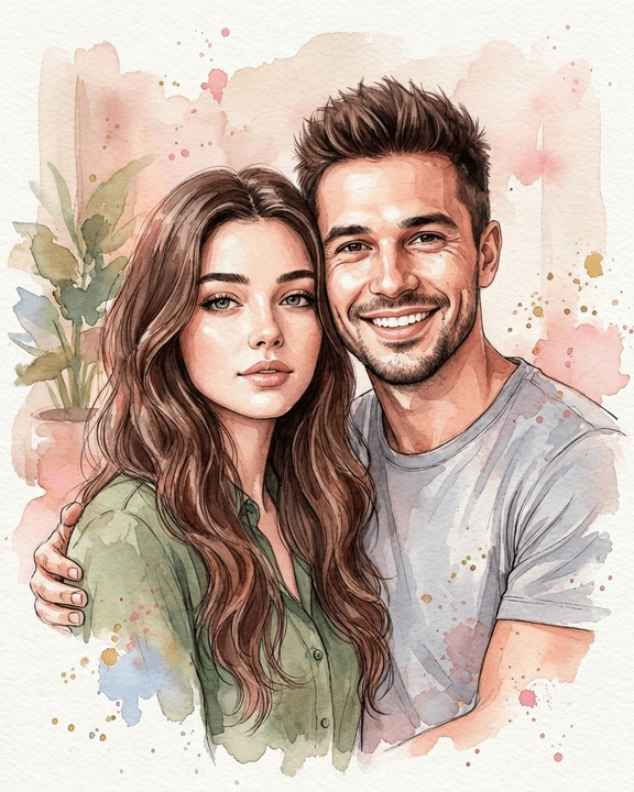 Romantic Watercolor Portrait
