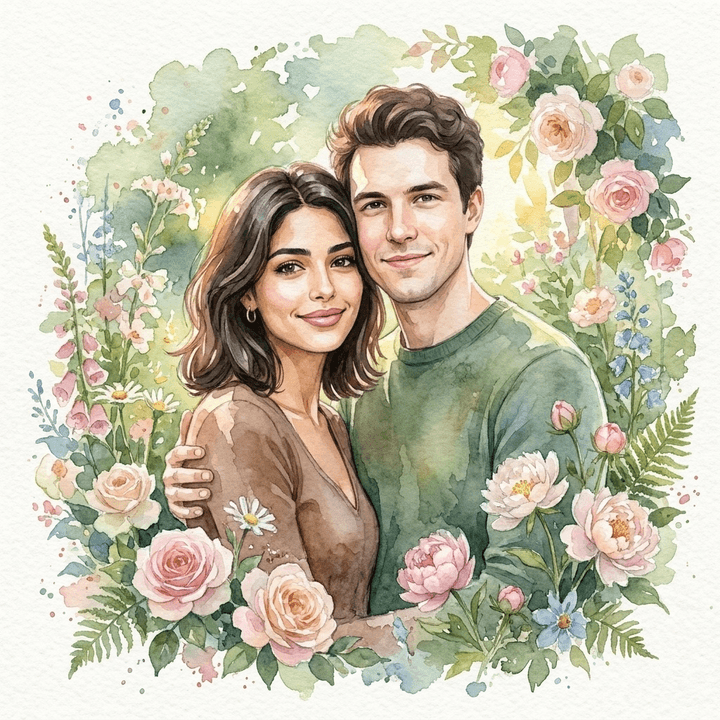 Botanical Watercolor Portrait
