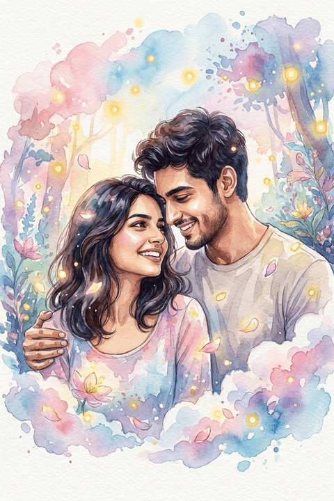 Fairytale Watercolor Couple