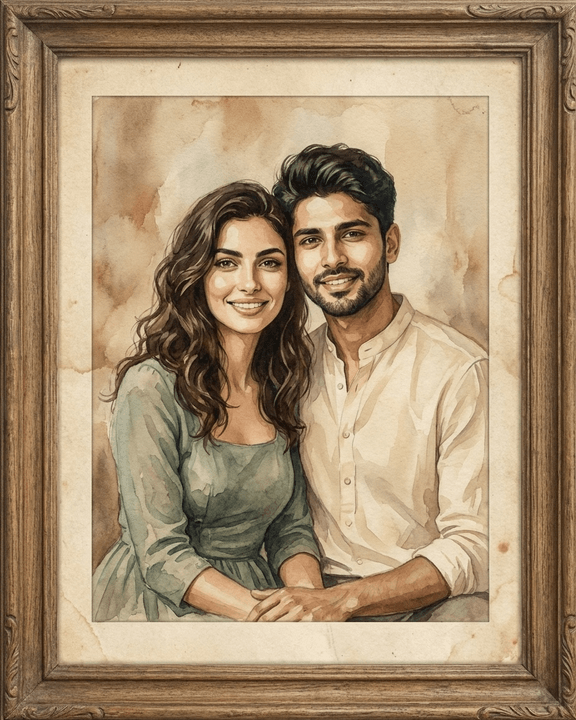 Vintage Watercolor Couple